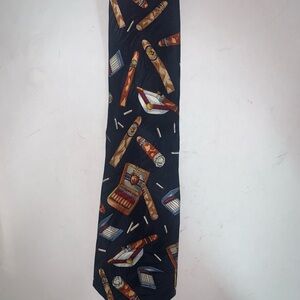 Elegant Roffe Navy Cigar Pattern Neck Tie in Box